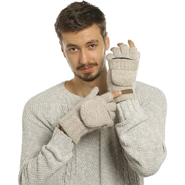 Vinterstickade Konvertibla Fingervantar Ullvantar Varma Mi