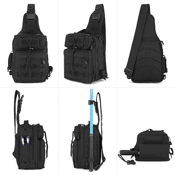 Taktisk Sling Brystpakke Molle Dagstursekk Mini Ryggsekk Angrepspakke
