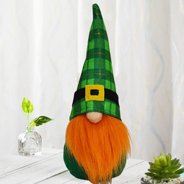 2-delt Grøn Shamrock Ansigtsløs Dukke Ornament Julepynt