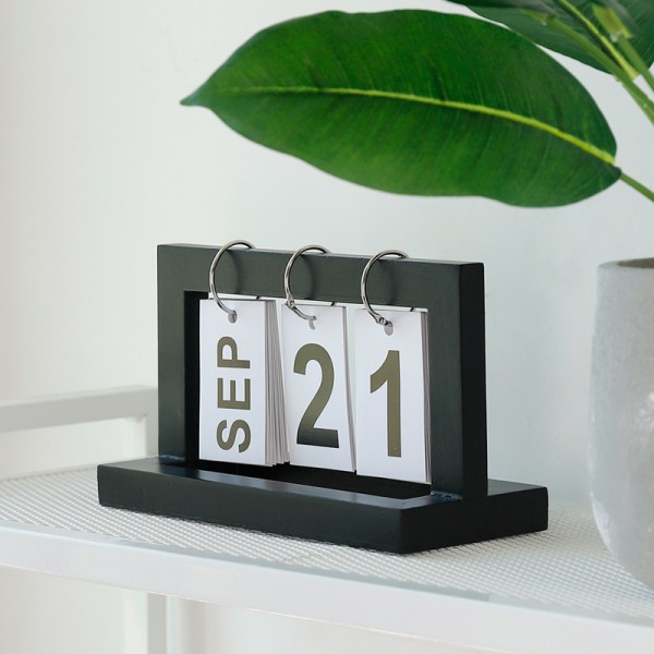 1 Træ Skrivebords Kalender 2022 Vertikal Flip, Retro Evig