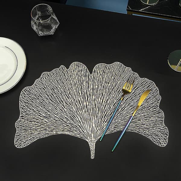 Dww-4-pack Isolerade Bordstabletter Pvc Bronzing Ginkgoblad Bricka DXGHC