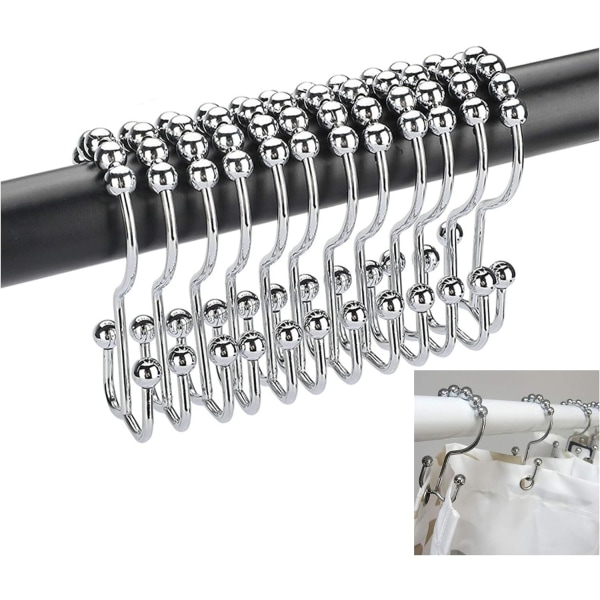 24 stycken svarta duschdraperihakar i plast C-ring Bageri Sho DXGHC
