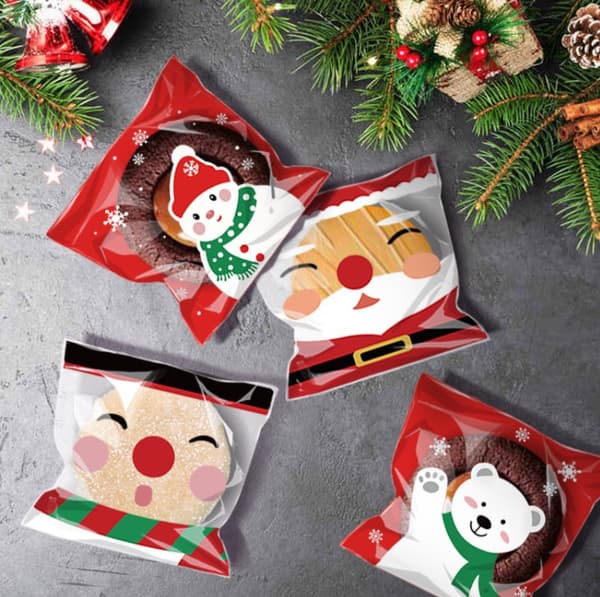 200 stycken julgodispåsar Snacks Cookiepåse Snögubbe Björngåva