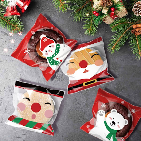 200 Stykker Julegodtepose Snack Cookiepose Snemand Bjørn G