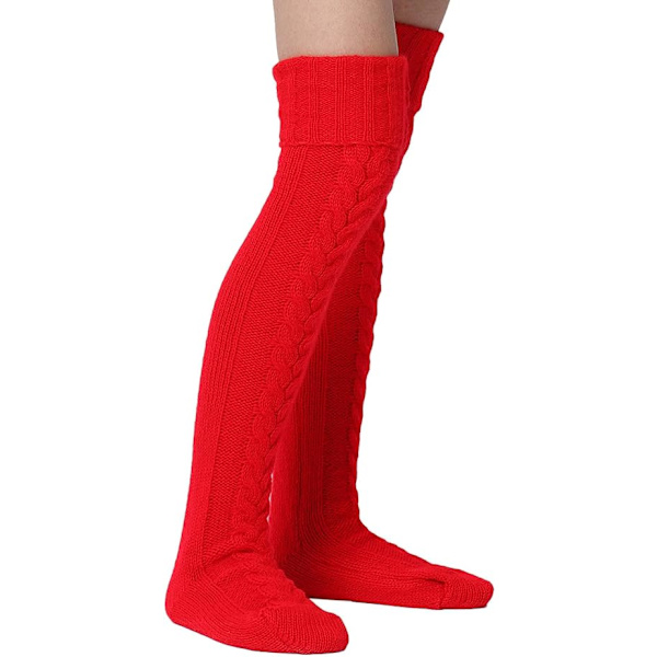 Naisten kaapelikudotut korkeakorkoiset sukat Extra Long Winter Over Knee