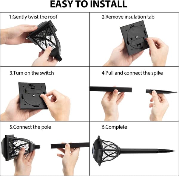 4-pack Solcellslampor Utomhus Vattentäta LED Dekorativa Solcellslampor