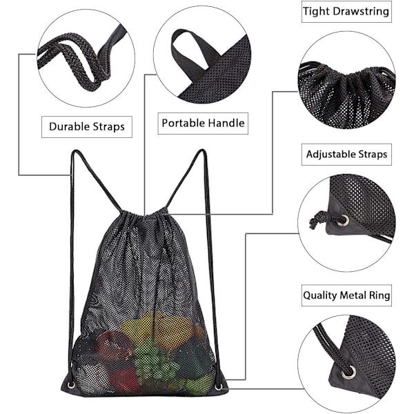 Heavy Duty Mesh Drawstring Bag, Sportutstyr Oppbevaringspose for B
