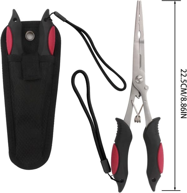 Fiskesaks i rustfritt stål med slire og lanyard