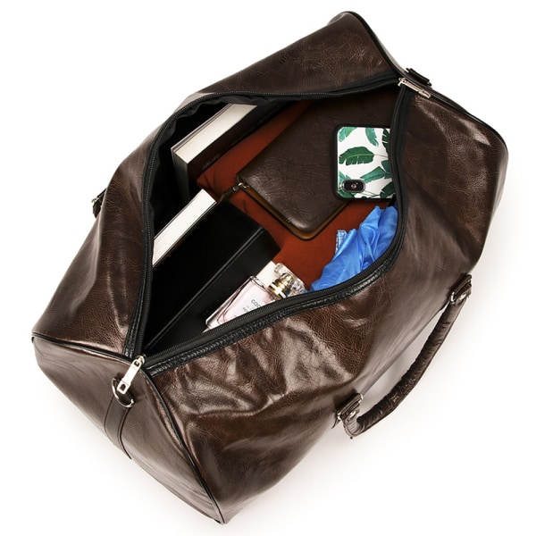 Menn Pu Leather Duffle Weekend Bag Bagasje Reise Håndveske Holdall