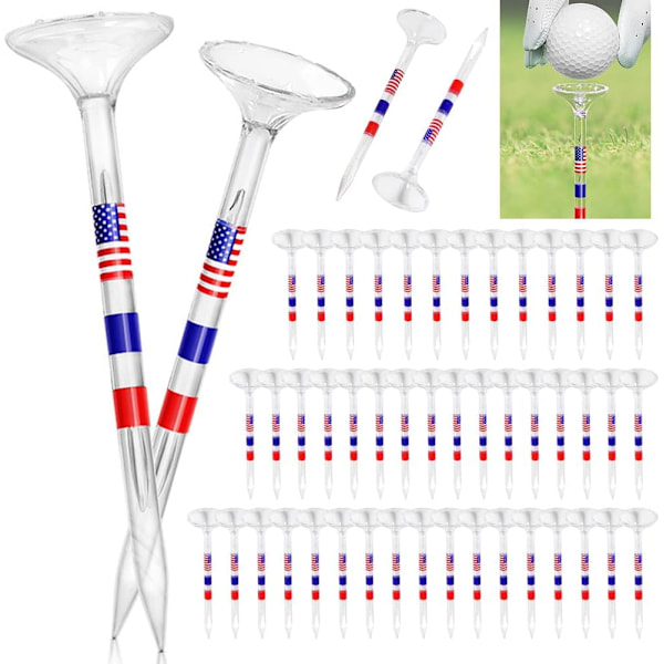 50 Pcs Golf Tees Unbreakable, Transparent Plastic Golf Tees Reusable Anti-Slip Big Cup Golf Tee Hanger Reduce Friction a