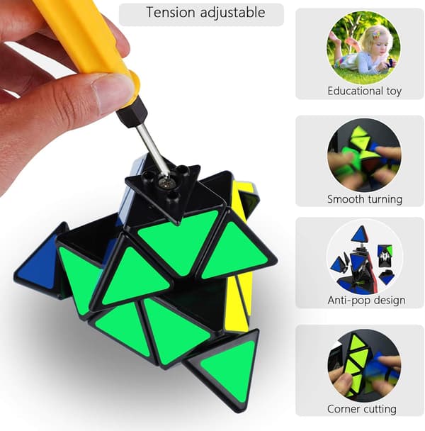 Pyraminx Cube Trekantkube, Puslespill Pyramide Magisk Cube 3x3 Klistremerke