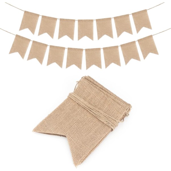 Jute Flag Garland Banner Burlap Bunting 4,5M Jute Stof Penna