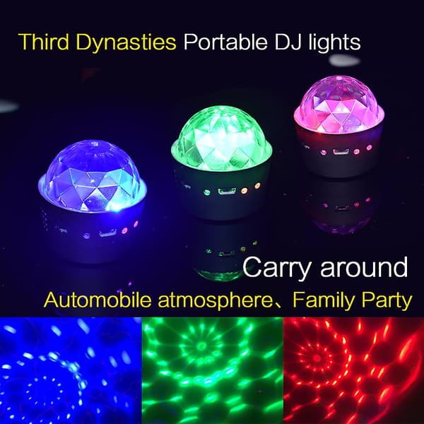 Mini Bärbar Bil LED DJ-Ljus, Röststyrd LED-Stämningsbelysning