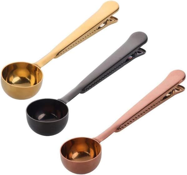 3-pack 2-i-1 Kaffeskedar Rostfritt Stål 1 Tesked med Påse C
