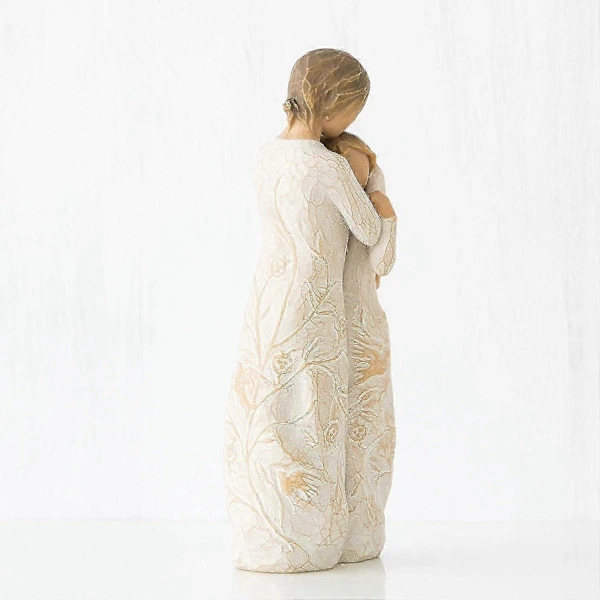 Willow Tree Nära Mig, uttrycker kärleksfulla relationer mellan mor och dotter, Skulpterad handmålad figur