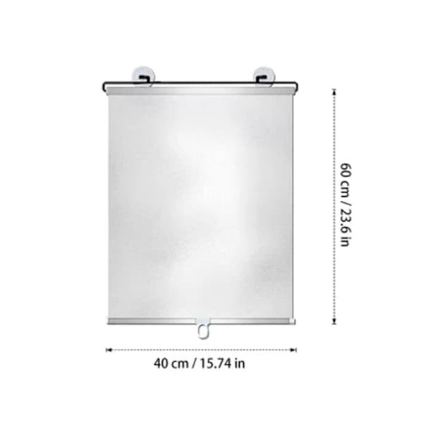 2-pack Blackout Roller Blinds with Suction Cups - Telescopic Portable Sunshade Roller Blind, Silver 40×60CM,AB