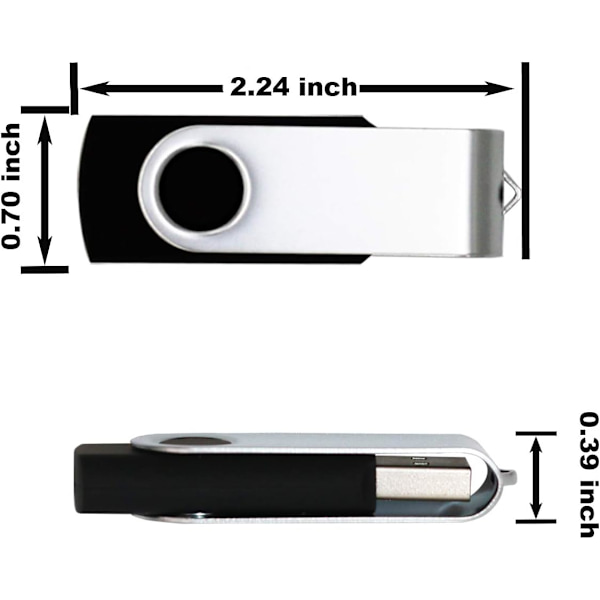 5 kpl Mustaa 4 Gt USB-muistitikkua, USB 2.0 -muistitikku, Massamuisti