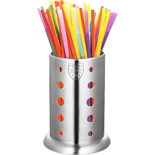 304 Stainless Steel Straw Holder, Drainer, Countertop Dispenser,