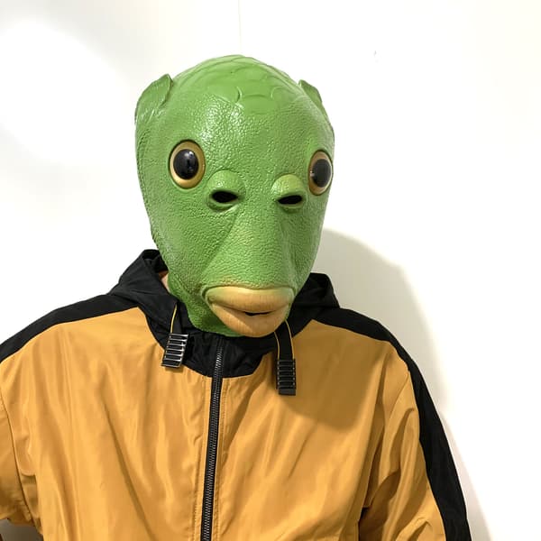 Grønn Fiskehode Dyre Latex Hodeplagg Maske