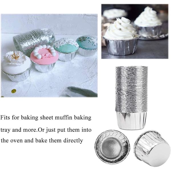 50 stk. Aluminiumfolie Bagekopper, Cupcakeforme, Mini Cupcake