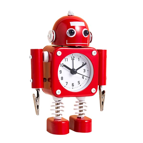 Studentspecifik väckarklocka Metallinlärningstecknad klocka Robo