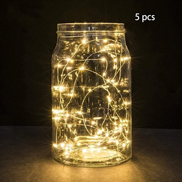 5-pack 2M 20 LED Silvertråd Elfjärilsstränglampor LED Firefly Ligh