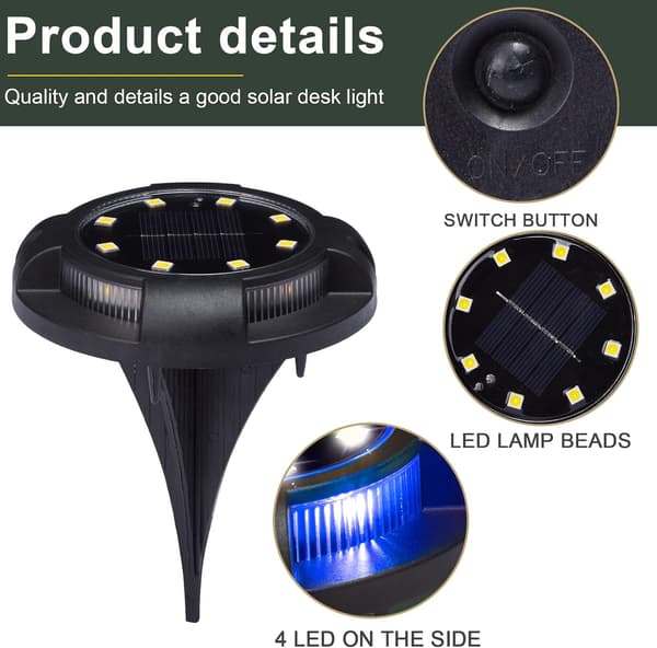 Solcelle Jordlys Udendørs 12 LED Solhavelys 8 Pak Sola