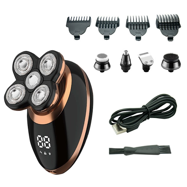 Five Heads Multifunktionell Elektrisk Rakapparat Smart Batteriindikator F
