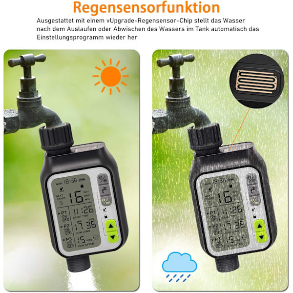Bevattningsprogrammerare - 3 separata bevattningsprogram - Regnsensor