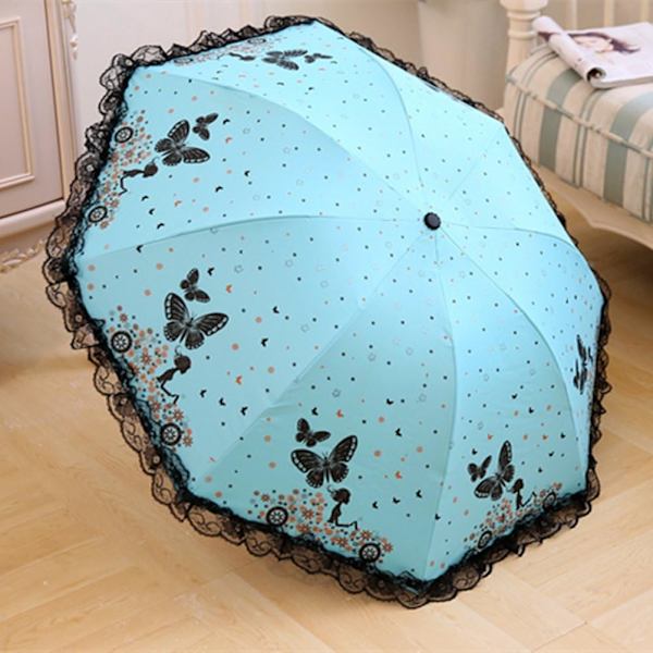 Foldbar Parasol Kvinder UV-Beskyttelse 8 Ribber 210T UPF50+ Parasol Kvinder