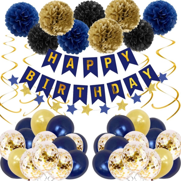 Mörkblå Nattblå Födelsedagsfest Dekoration Ballong Födelsedag P