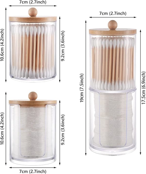 2 stk. Bomuldsvatpind-Dispenser, Akryl Bomuldsvatpind-Dispenser Cot