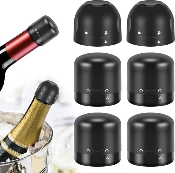 6 st Vinproppar Champagnekorkar Återanvändbara Vinlagringspluggar