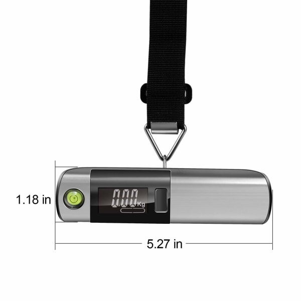 Digital Bagageskala - Bærbar Vægt med Målebånd - Med Temperatur