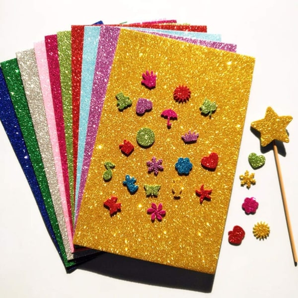 10 st Glitter Foam Sheets Eva Foam Färgglada Svamppapper Hantverk F