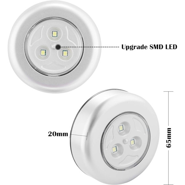 6 st självhäftande batteridrivna LED-spotlampor, extra belysning DXGHC
