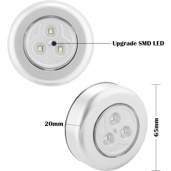 6st självhäftande batteri LED spotlampa, extra belysning DXGHC