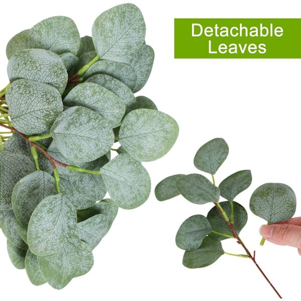 40 Stykker Kunstige Eucalyptus Grene Sølv Dollar Eu