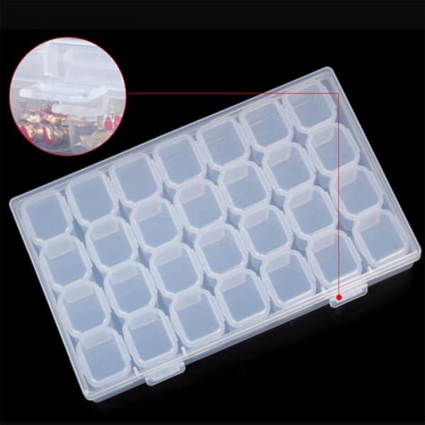 Smykkeboks, 28 Mesh Forbedringsdrillboks, Plast Tom Boks