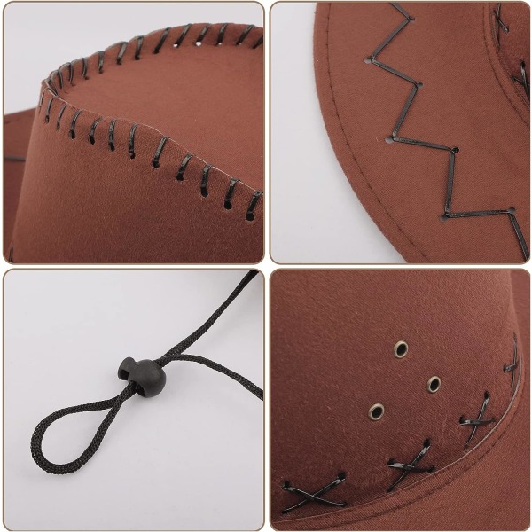 Cowboy Hat Kostume Tilbehør Bred Skygge Vild Vestlig Cowgirl Hat,