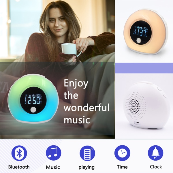 LED-tunnelmaavalaisin Bluetooth-kaiutin herätyskello, yövalo a