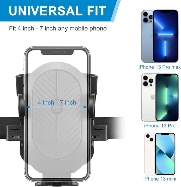 Universal koppholder med telefonholder/feste, 2-i-1 barnevogn