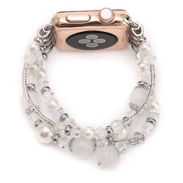 （Vit）Armband Kompatibel med Apple Watch 38/40/41mm, Kvinna Flicka El