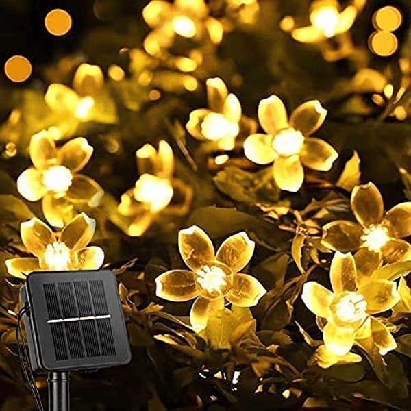 Solcellelysstreng Kirsebærblomst Fe 50LED 2 Moduser Vanntett O