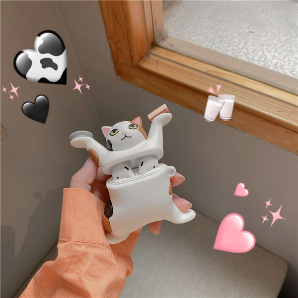 Myk silikondeksel med tegneseriemotiv, kompatibel med AirPods 2 og 1 - Søt