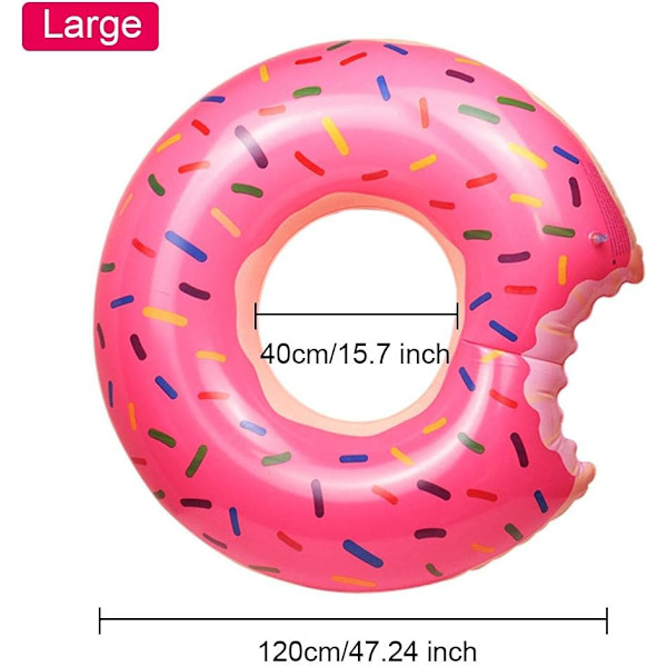 Donut-bøye, Oppblåsbar Stor Jordbær Donut Badeflåte, Stor S