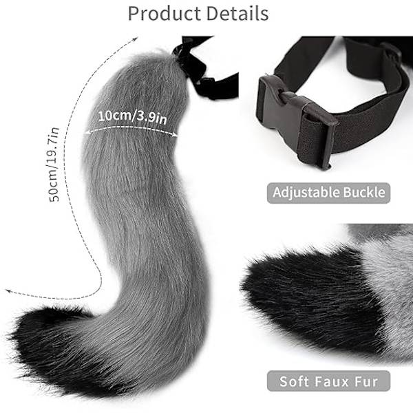 Dewenwils Svansk Faux Päls Räv Kostym Vuxen/Tonåring Cosplay Hallow DXGHC