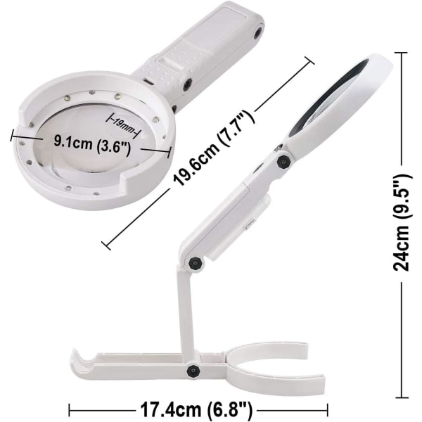 Håndholdt Stående Forstørringsglass, 5X 11X Bordforstørrer med L