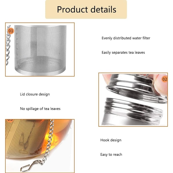 Te-infuser, 304 rustfrit stål tebold, original te-infuser