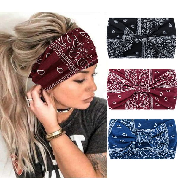 Hodebånd for kvinner, Boho-hodeband, Treningsbandana, Elastisk N
